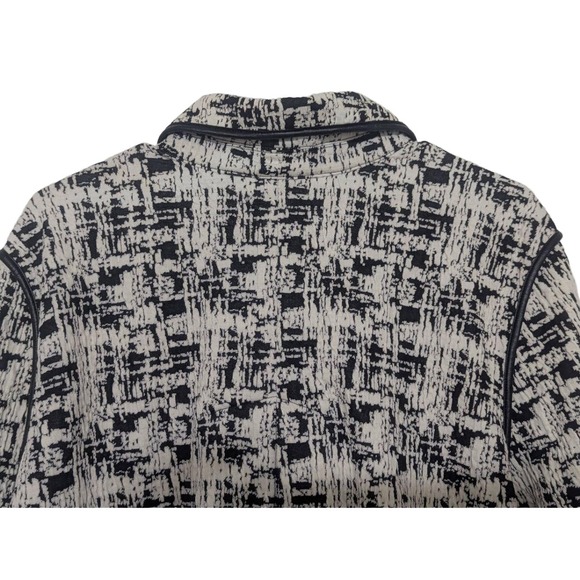 NWT Chico's Womens 4 Black White Leather Trim Double Breasted Blazer - Picture 5 of 13